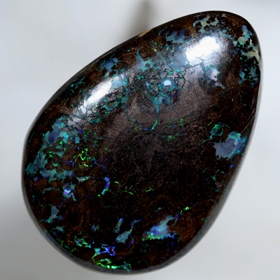 SOLID BOULDER OPAL HUGE 57ct Sparkling orange, green and blue amongst patterned boulder opal SEE VIDEO